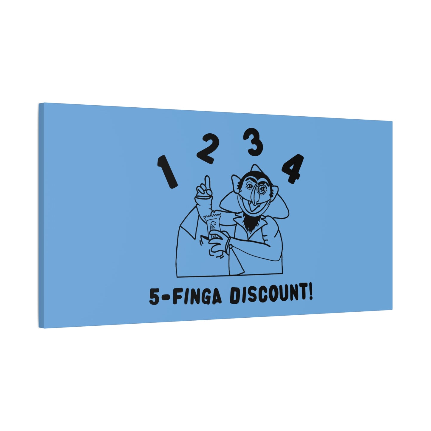 Five Finger Discount Outline Canvas Print Light Blue - Sesame Street The Count Parody Art Print