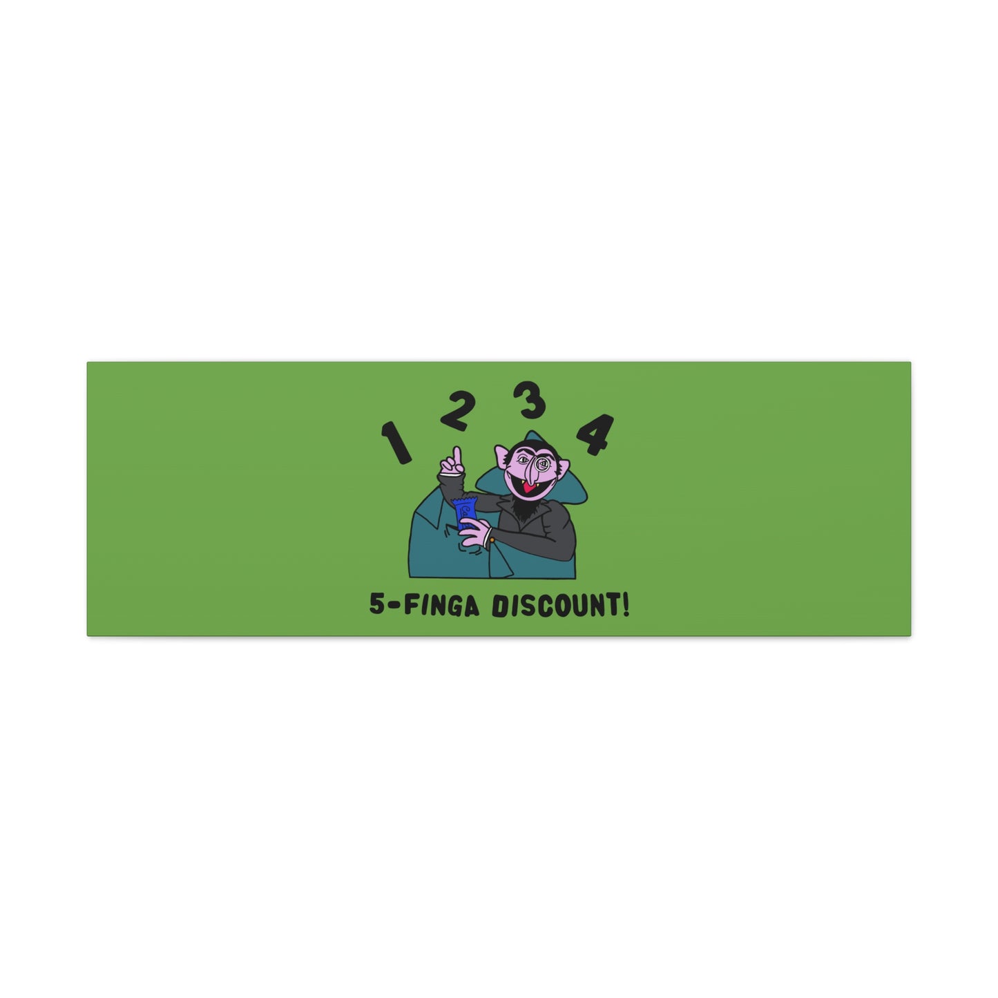 Five Finger Discount Canvas Print Green - Sesame Street The Count Parody Art Print