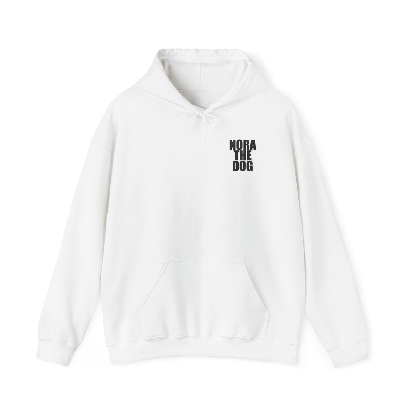 Nora the Dog Heart Hoodie Back Design (Sticker Style Nora) - Nora Hooded Sweatshirt