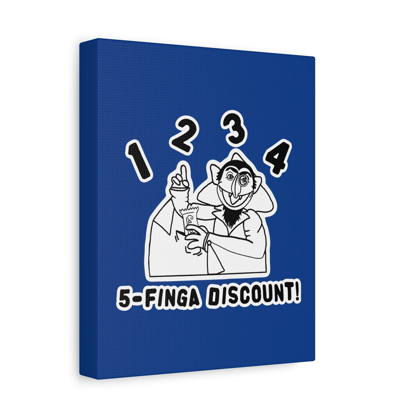 Five Finger Discount Outline Canvas Print Dark Blue - Sesame Street The Count Parody Art Print