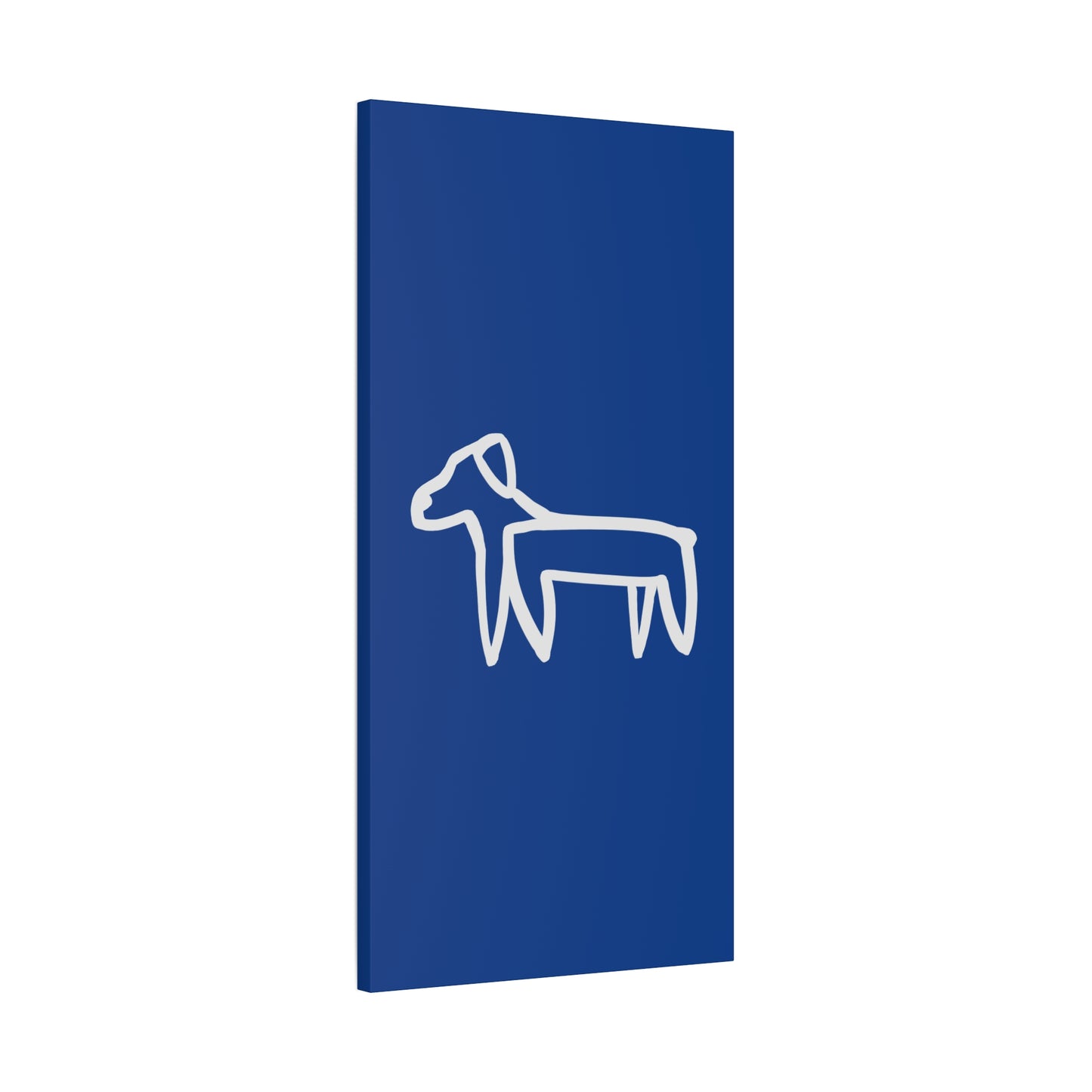 Dog Canvas Print on Blue (Transparent Style White Dog) - Dog Art Print