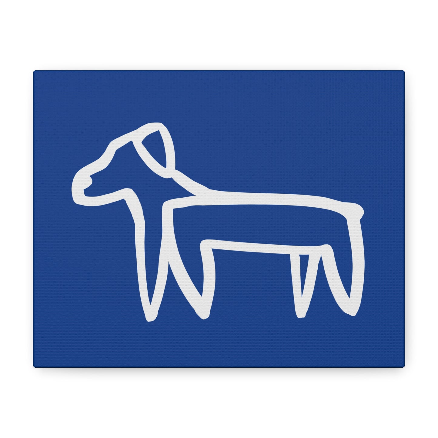 Dog Canvas Print on Blue (Transparent Style White Dog) - Dog Art Print