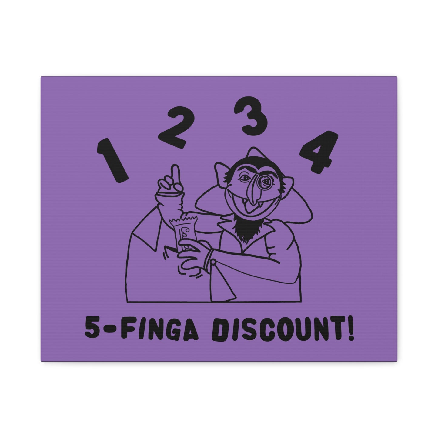 Five Finger Discount Outline Canvas Print Light Purple - Sesame Street The Count Parody Art Print
