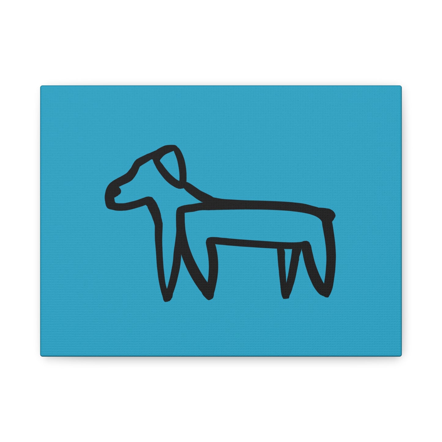 Dog Canvas Print on Turquoise (Transparent Style Black Dog) - Dog Drawing Canvas