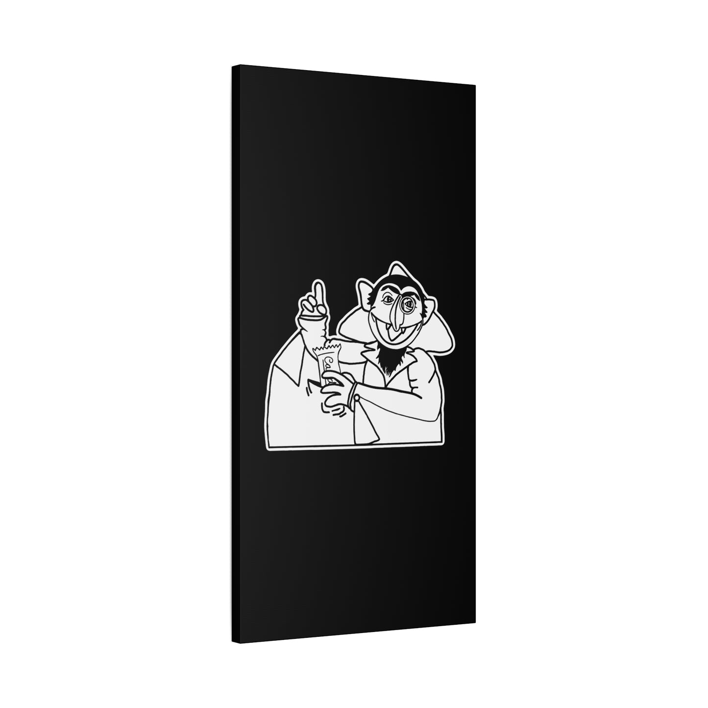 The Count Stealing Candy Outline Canvas Print Black - Sesame Street The Count Parody Canvas Art