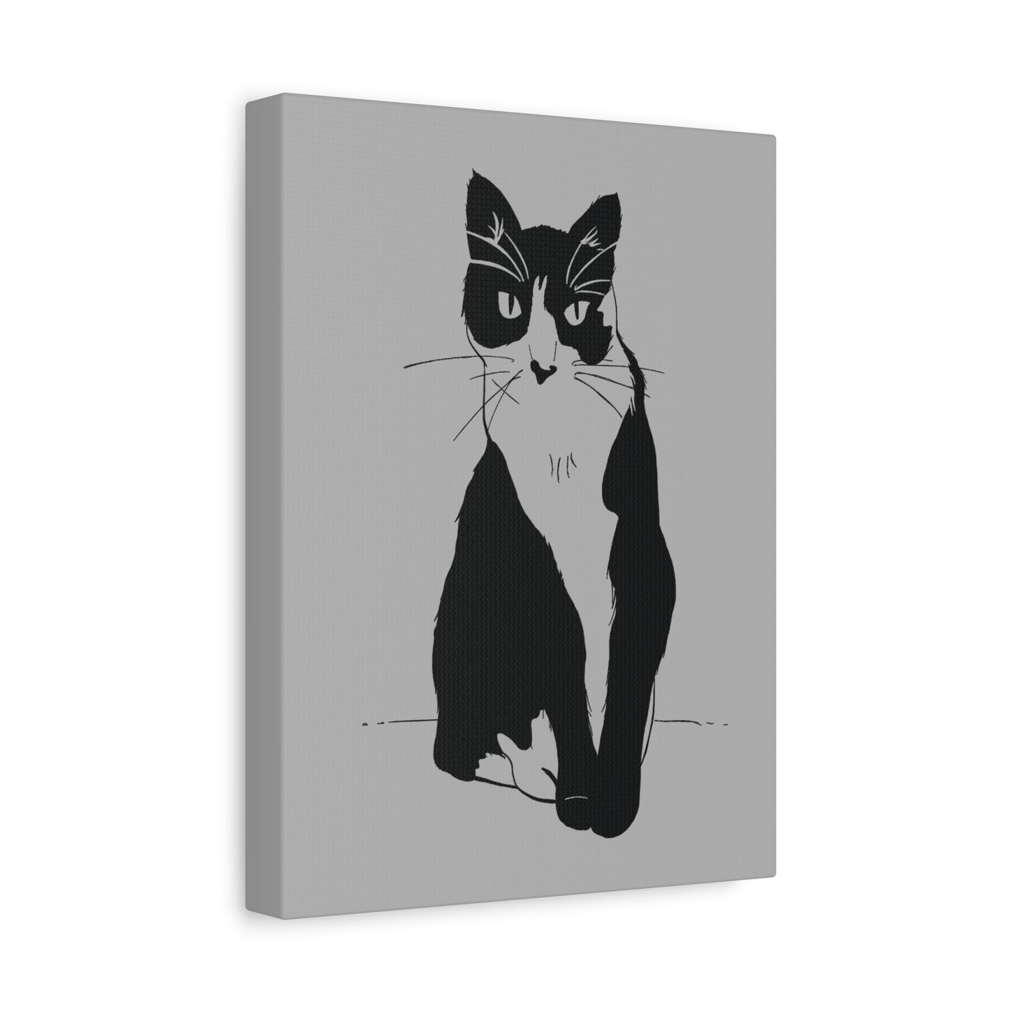 Cat Canvas Print on Grey (Transparent Style Cat) - Cat Drawing Art