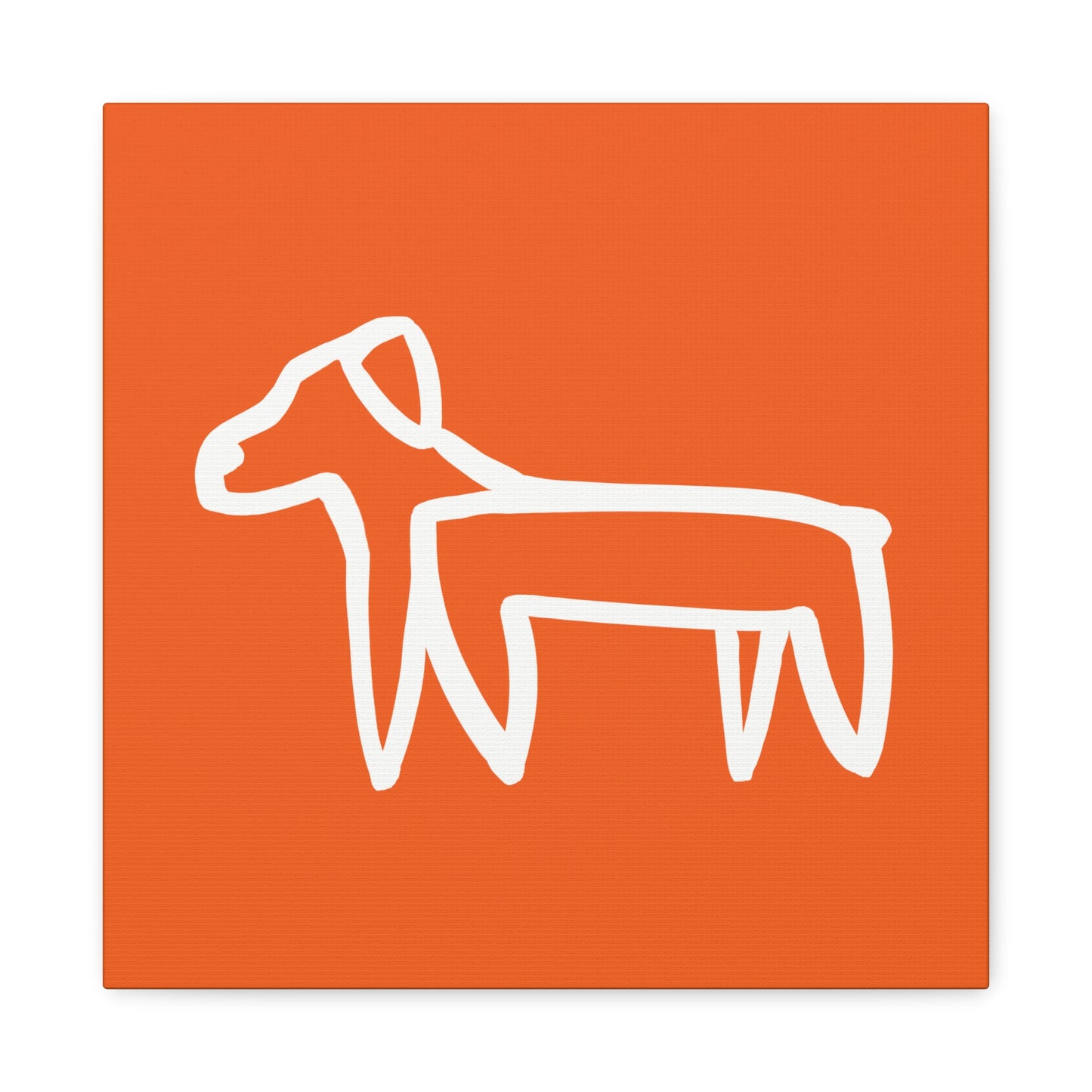 Dog Canvas Print on Orange (Transparent Style White Dog) - Dog Art Print