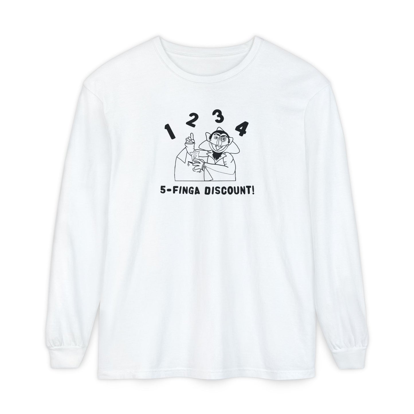 Five Finger Discount Outline Long Sleeve Tee - Sesame Street The Count Parody Shirt