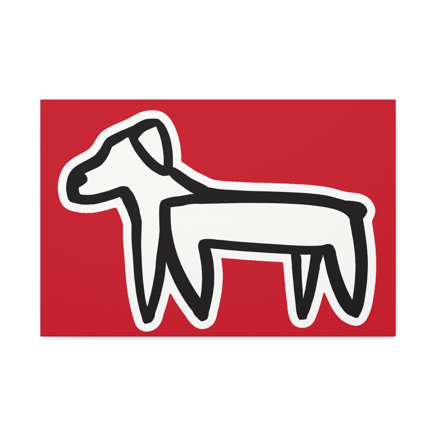 Dog Canvas Print on Red (Sticker Style White Dog) - Dog Art Print