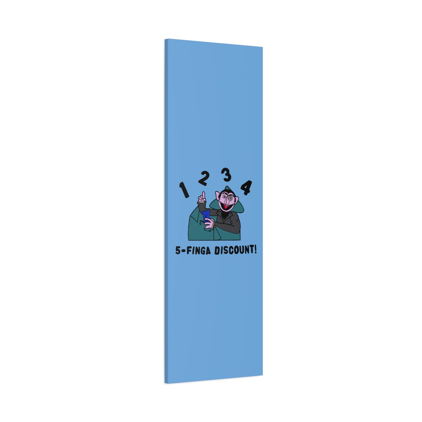 Five Finger Discount Canvas Print Light Blue - Sesame Street The Count Parody Art Print