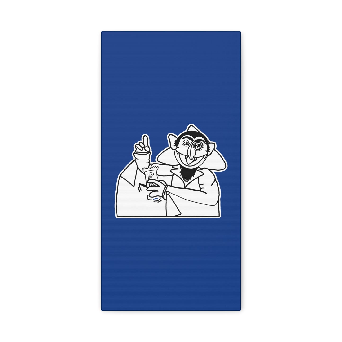 The Count Stealing Candy Outline Canvas Print Dark Blue - Sesame Street The Count Parody Art