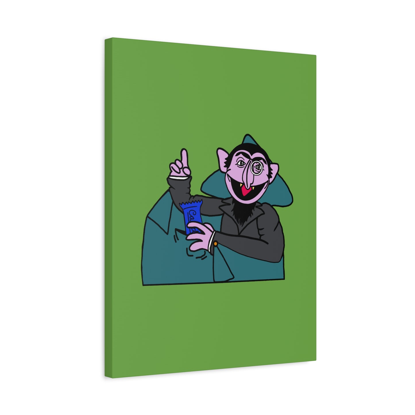 The Count Stealing Candy Canvas Print Green - Sesame Street The Count Parody Art