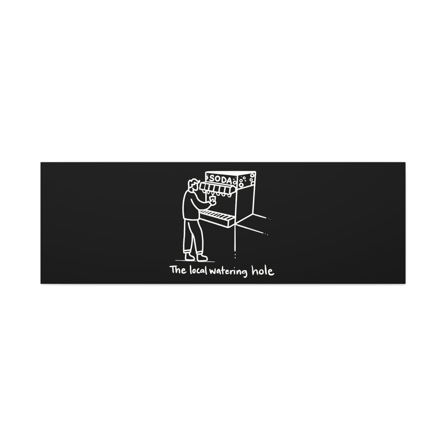 Local Watering Hole Canvas Print - White Ink on Black Background