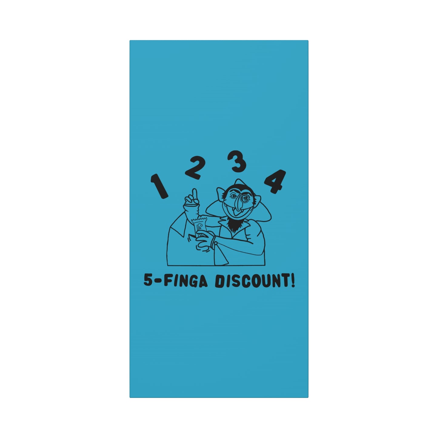 Five Finger Discount Outline Canvas Print Turquoise - Sesame Street The Count Parody Art Print