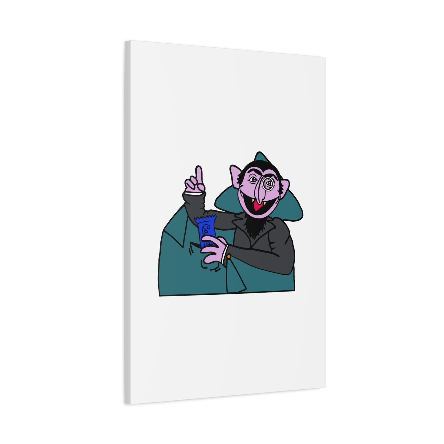 The Count Stealing Candy Canvas Print White - Sesame Street The Count Parody Art