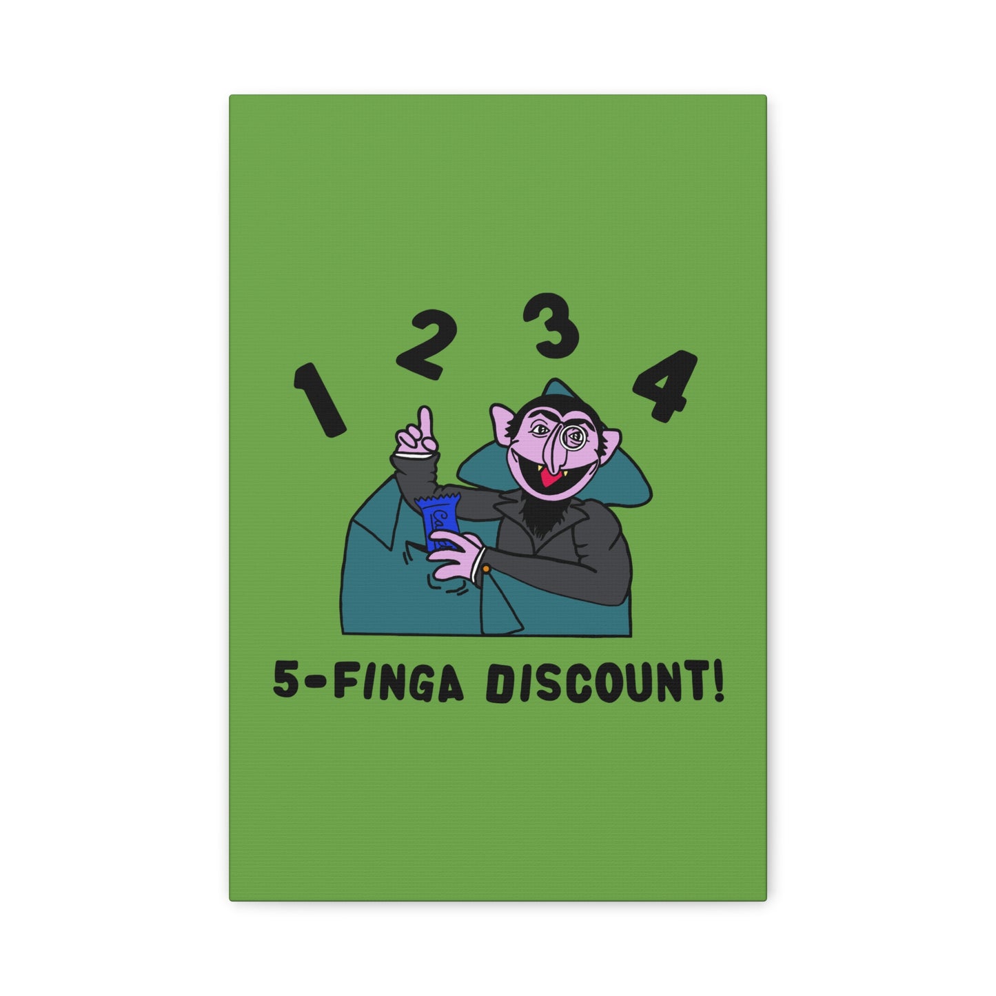 Five Finger Discount Canvas Print Green - Sesame Street The Count Parody Art Print