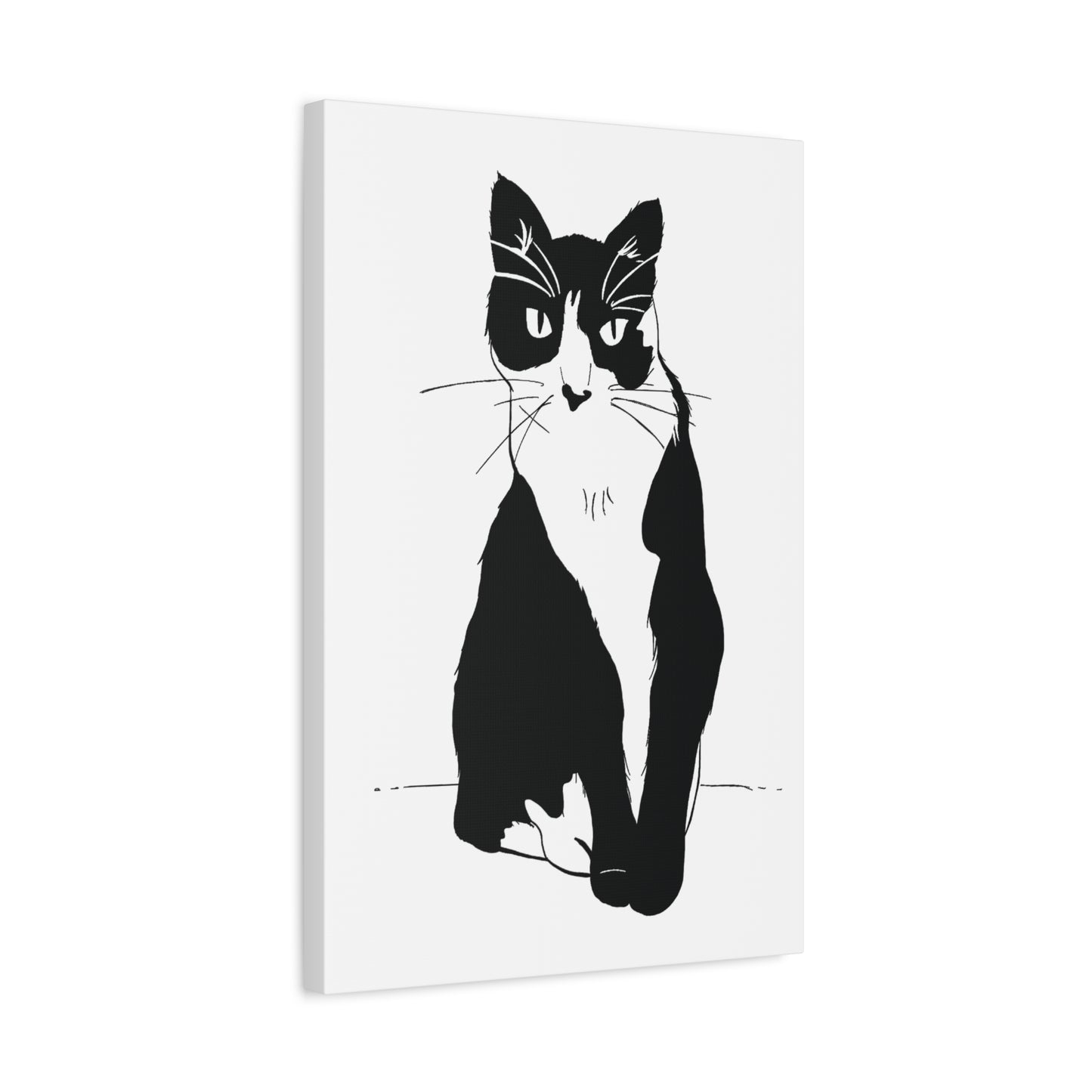 Cat Canvas Print on White (Transparent Style Cat) - Cat Drawing Art