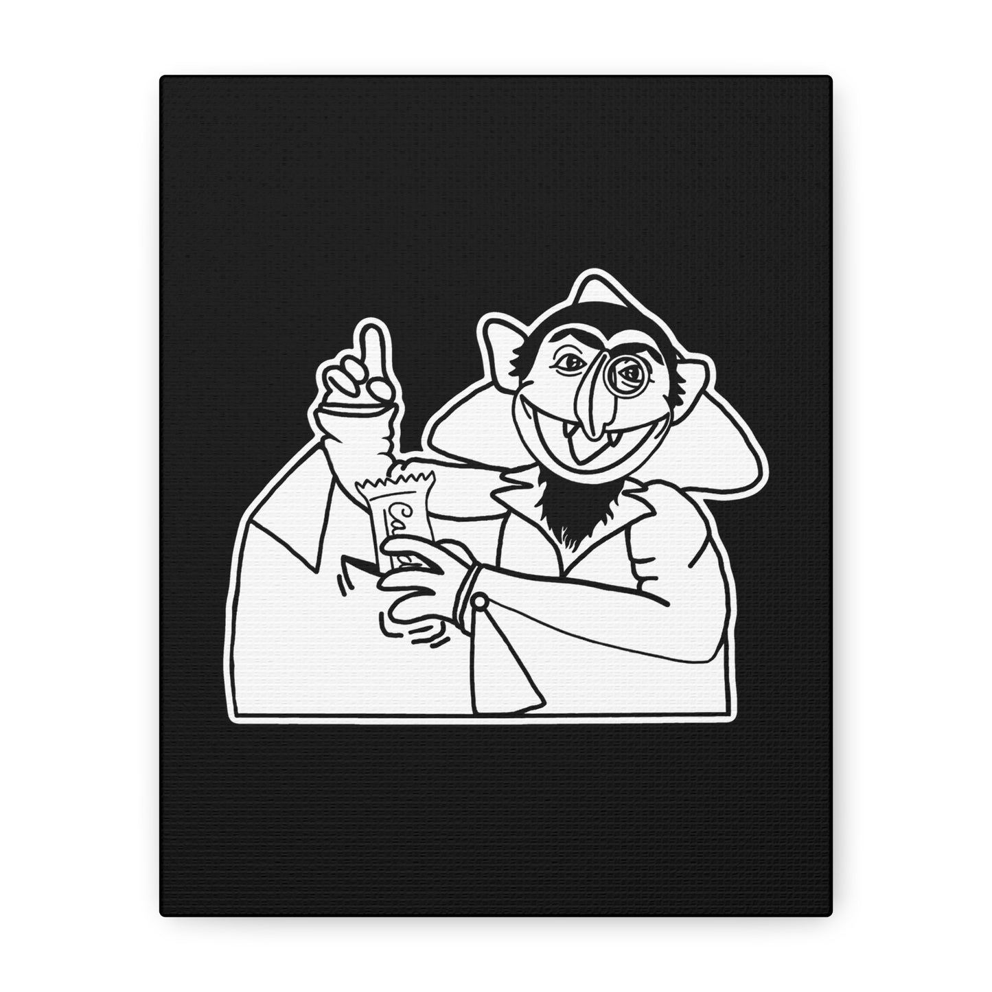 The Count Stealing Candy Outline Canvas Print Black - Sesame Street The Count Parody Canvas Art
