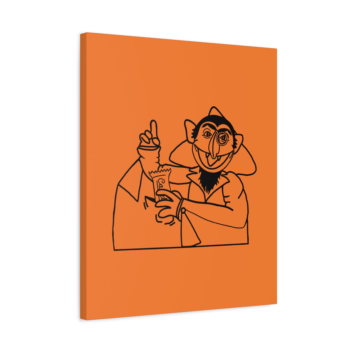 The Count Stealing Candy Outline Canvas Print Light Orange - Sesame Street The Count Parody Art