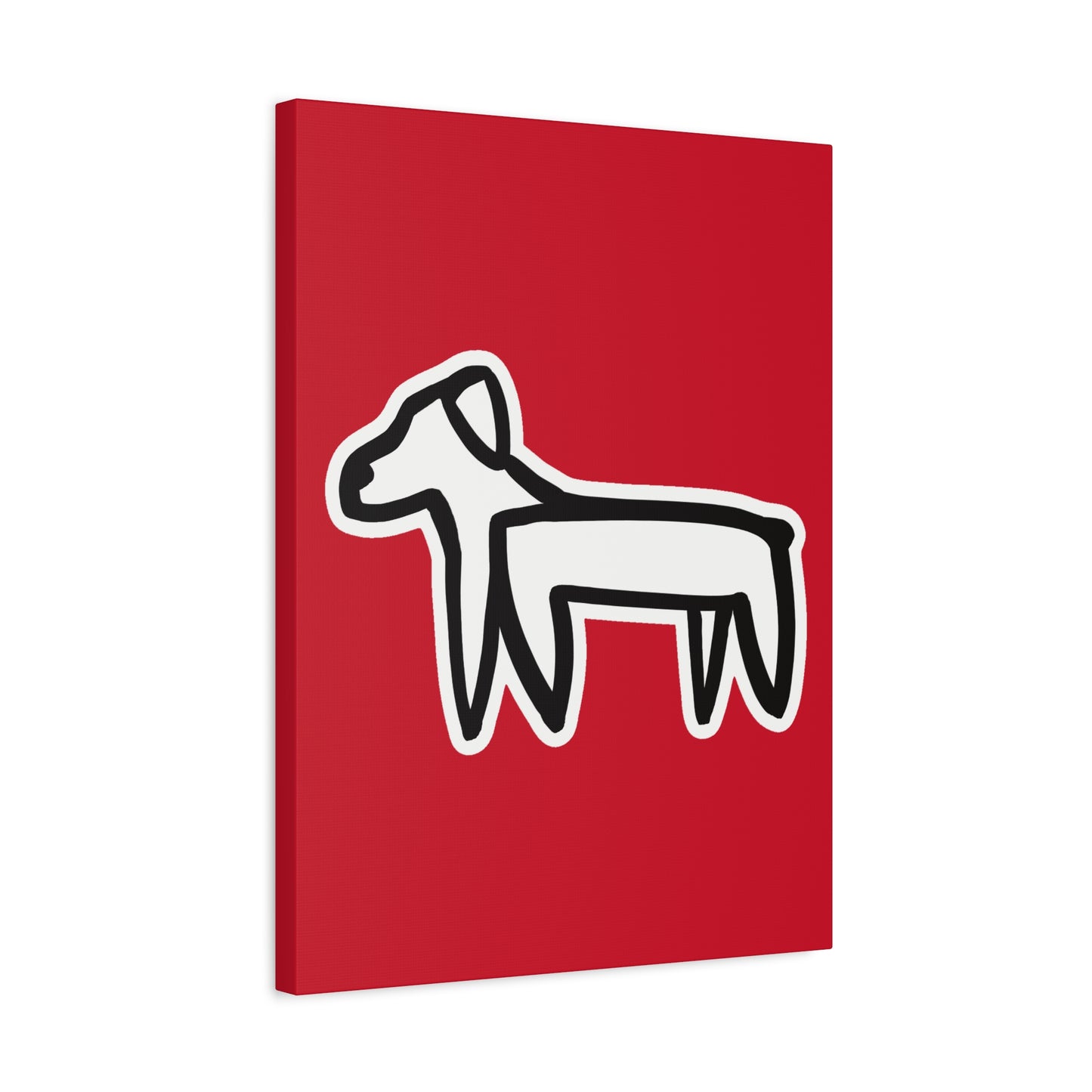 Dog Canvas Print on Red (Sticker Style White Dog) - Dog Art Print