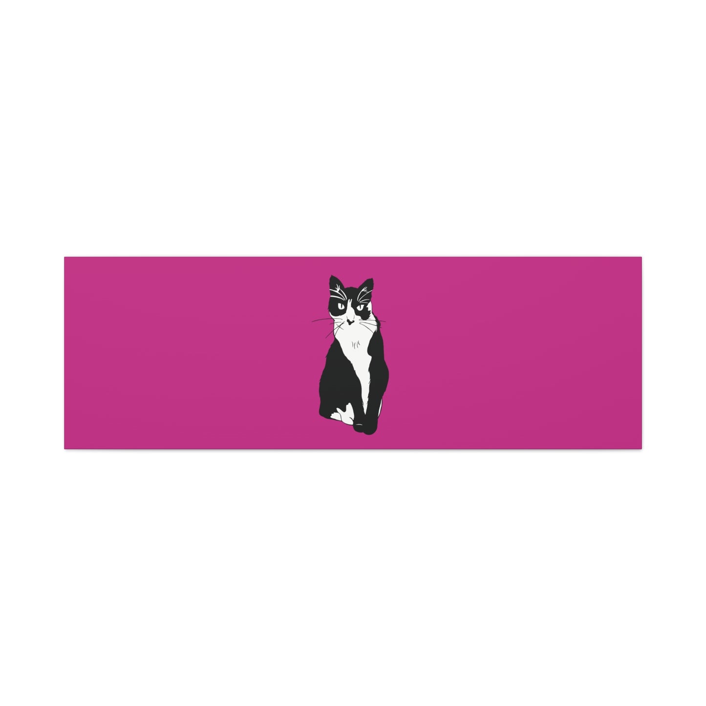 Cat Canvas on Pink (B&W Style Cat) - Cat Drawing Art