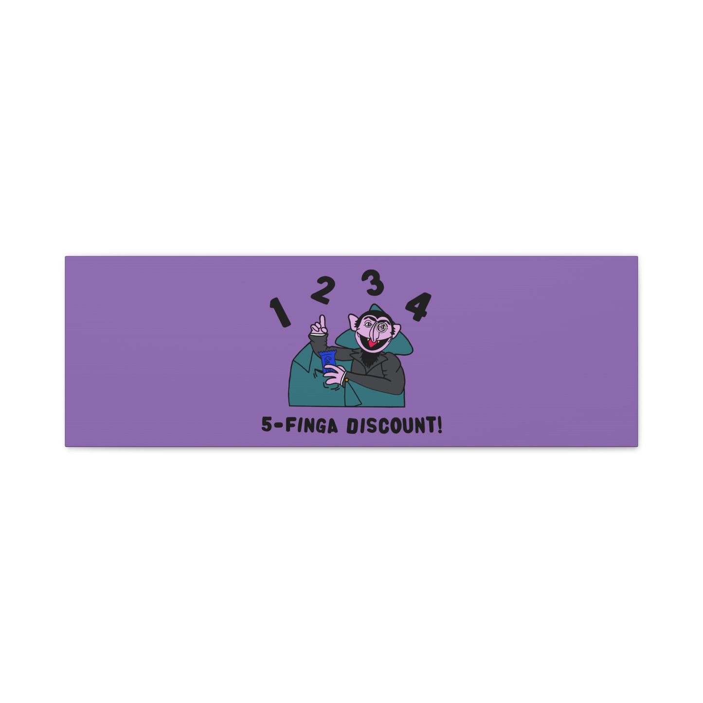 Five Finger Discount Canvas Print Light Purple - Sesame Street The Count Parody Art Print