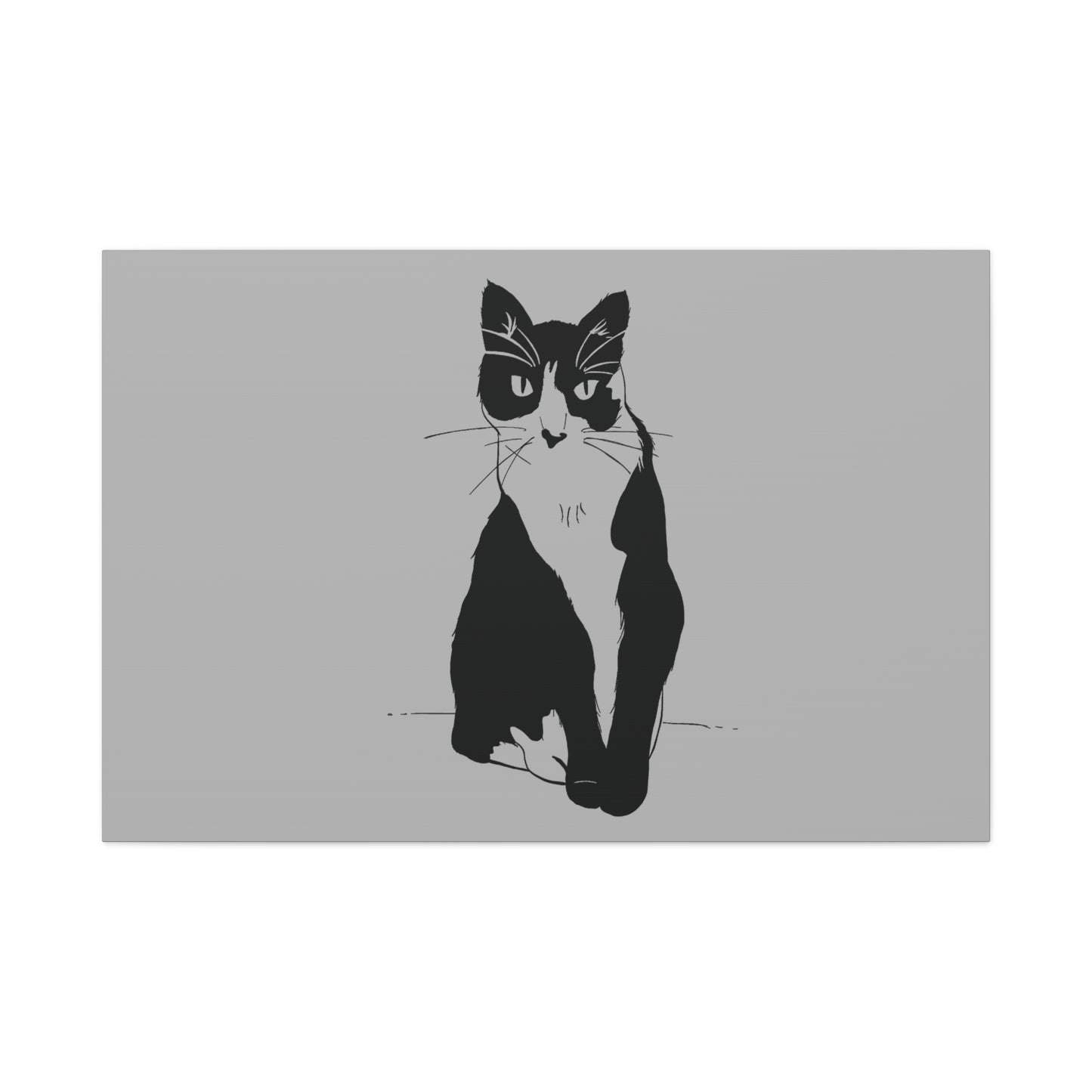 Cat Canvas Print on Grey (Transparent Style Cat) - Cat Drawing Art