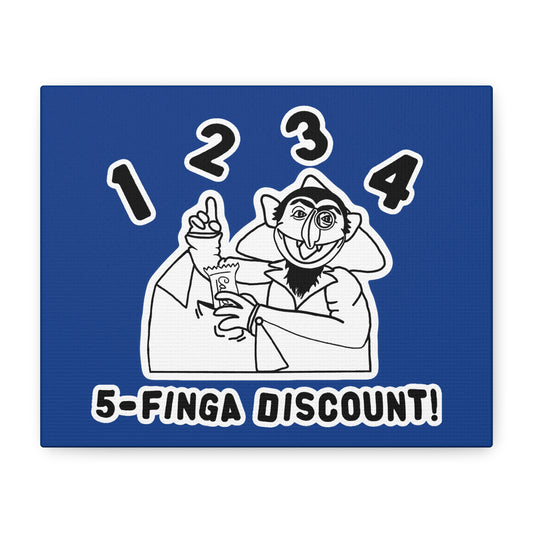 Five Finger Discount Outline Canvas Print Dark Blue - Sesame Street The Count Parody Art Print