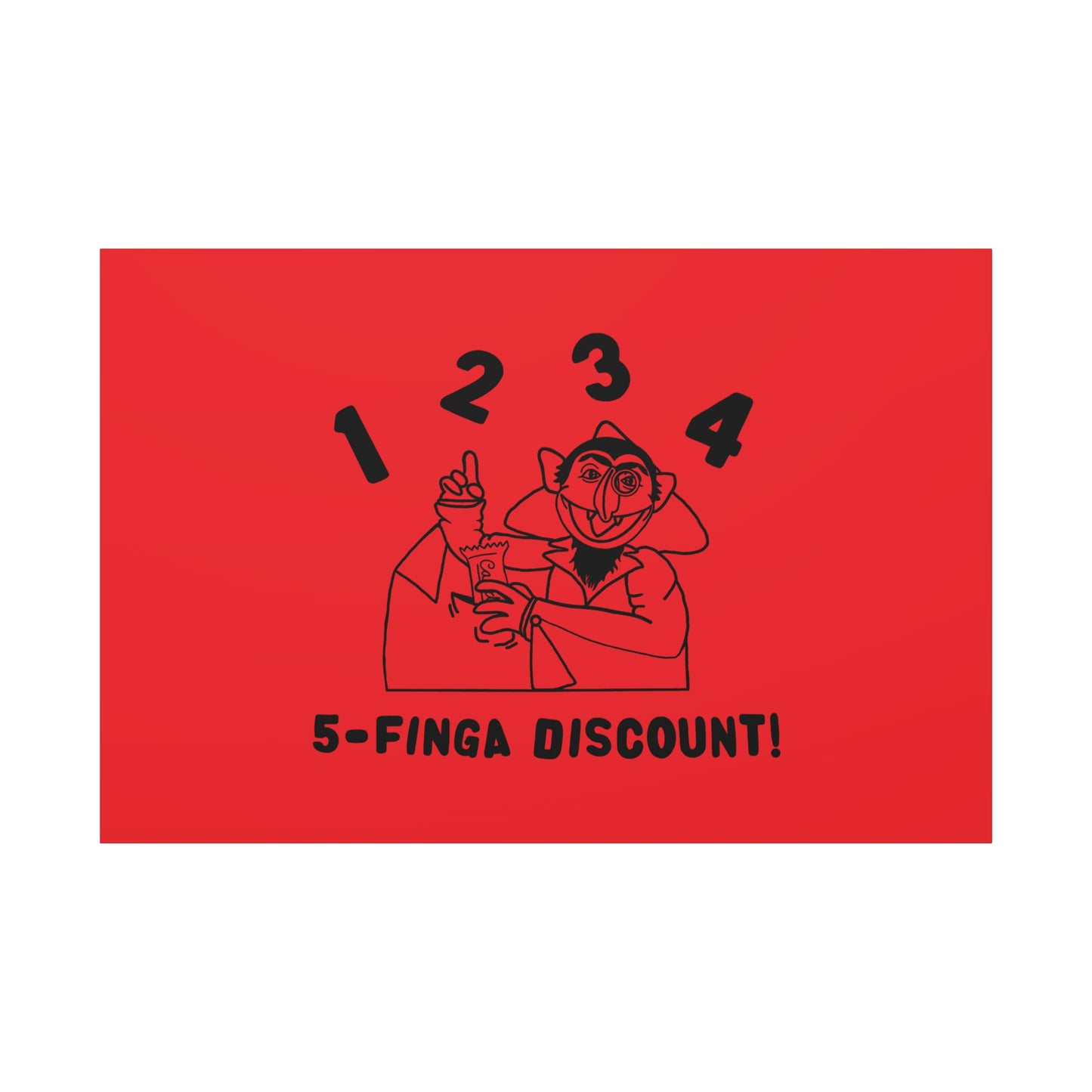 Five Finger Discount Outline Canvas Print Red - Sesame Street The Count Parody Art Print