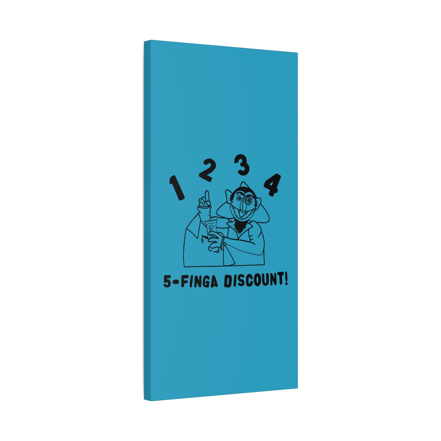 Five Finger Discount Outline Canvas Print Turquoise - Sesame Street The Count Parody Art Print