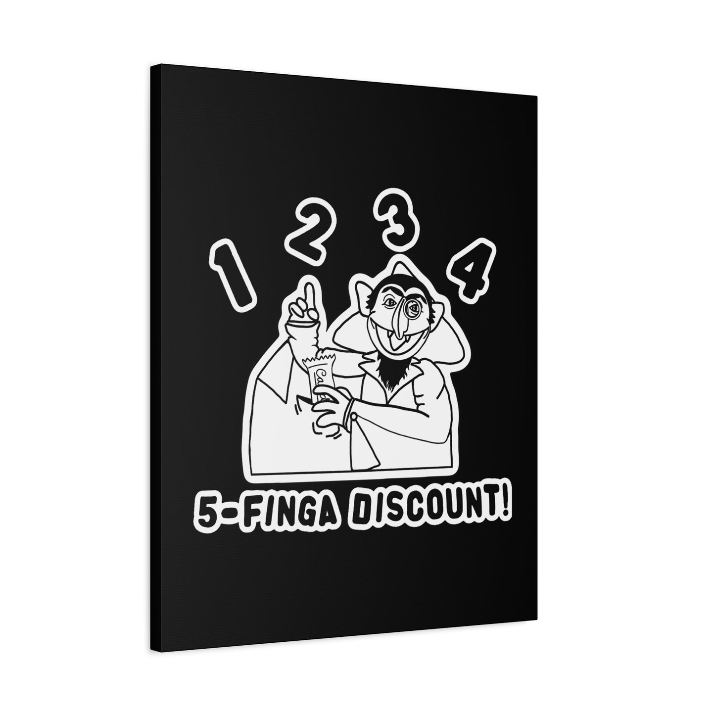 Five Finger Discount Outline Canvas Print Black - Sesame Street The Count Parody Art Print