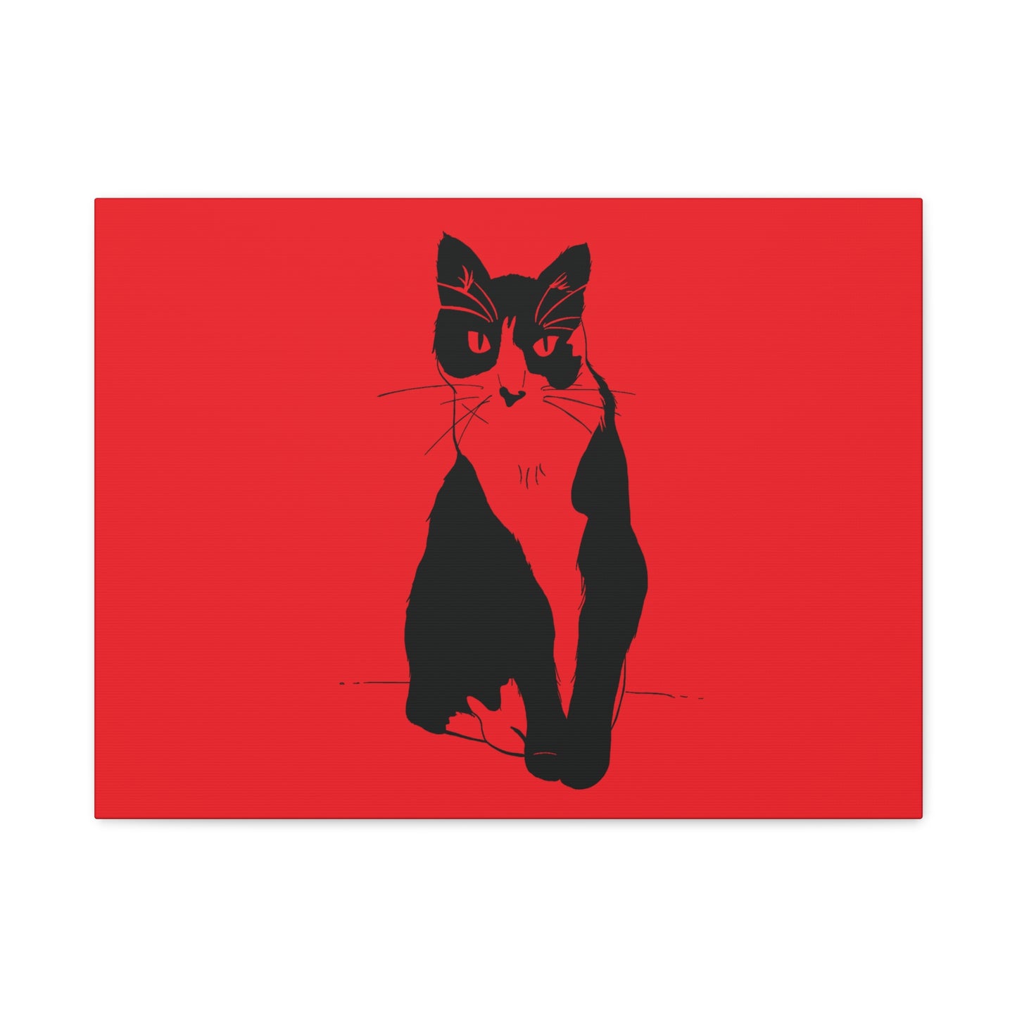 Cat Canvas Print on Red (Transparent Style Cat) - Cat Drawing Art