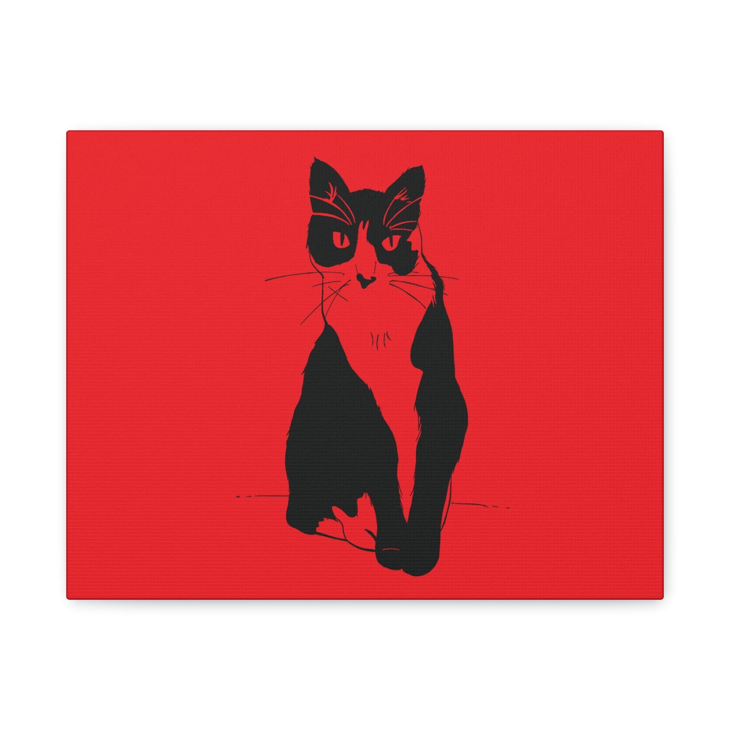 Cat Canvas Print on Red (Transparent Style Cat) - Cat Drawing Art