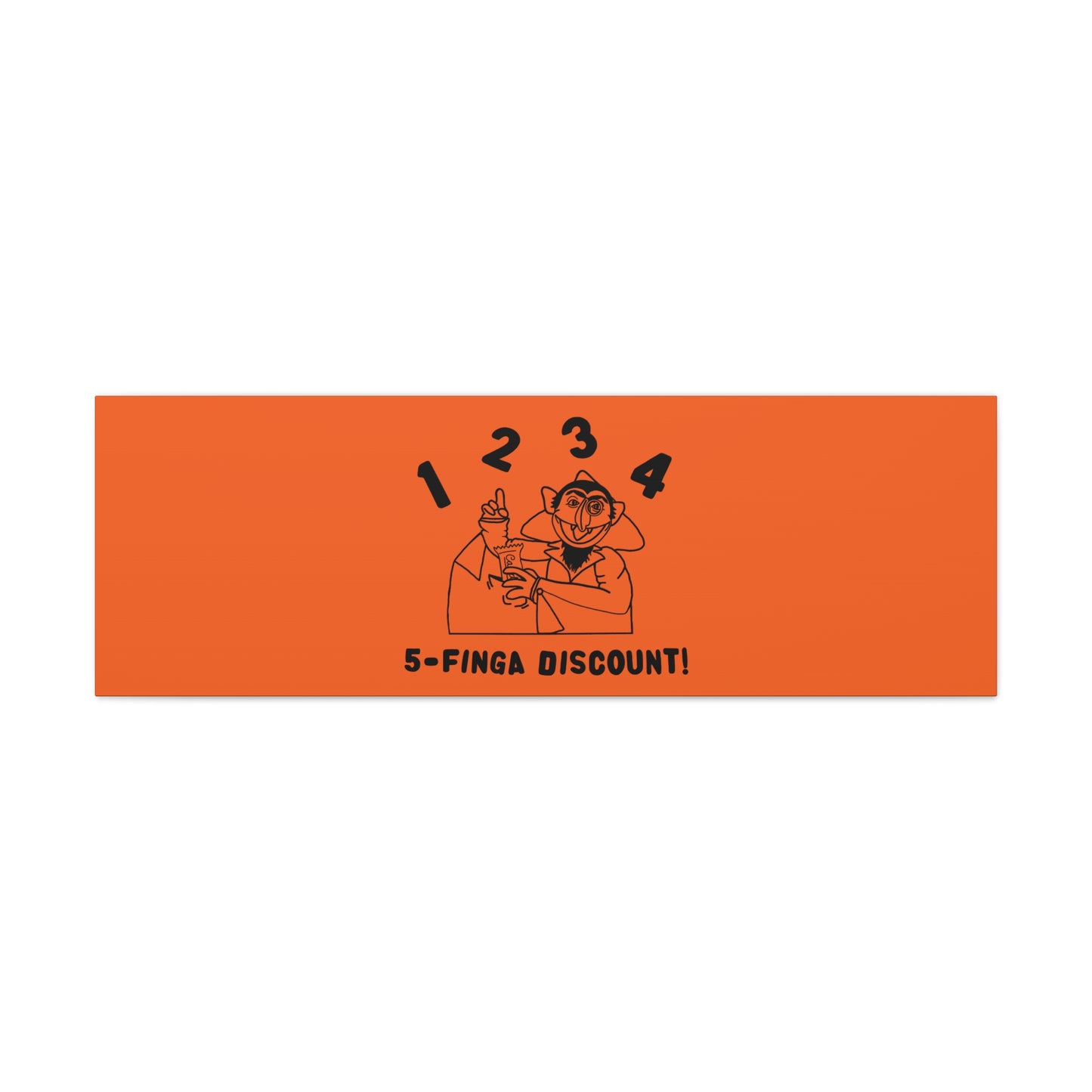 Five Finger Discount Outline Canvas Print Orange - Sesame Street The Count Parody Art Print