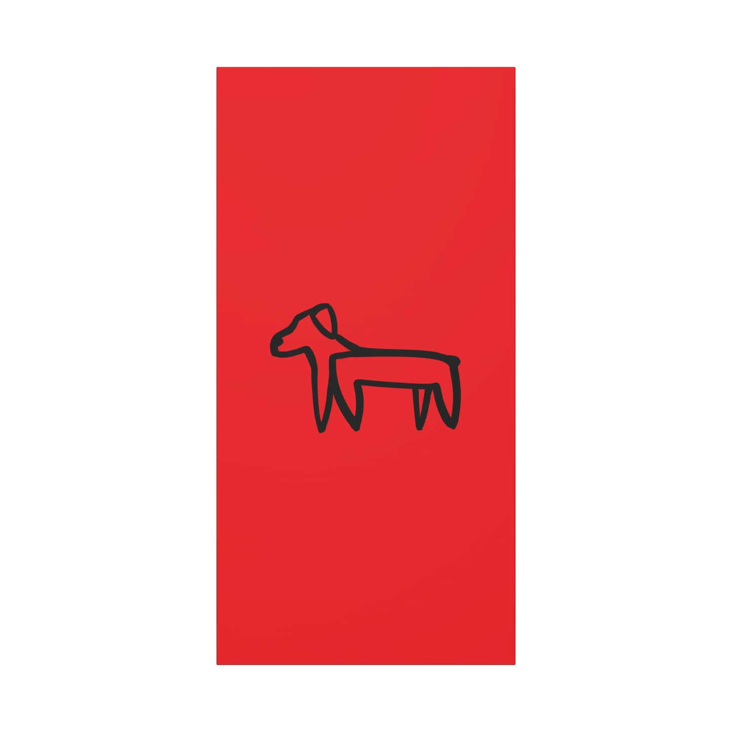Dog Canvas Print on Red (Transparent Style Black Dog) - Dog Drawing Canvas