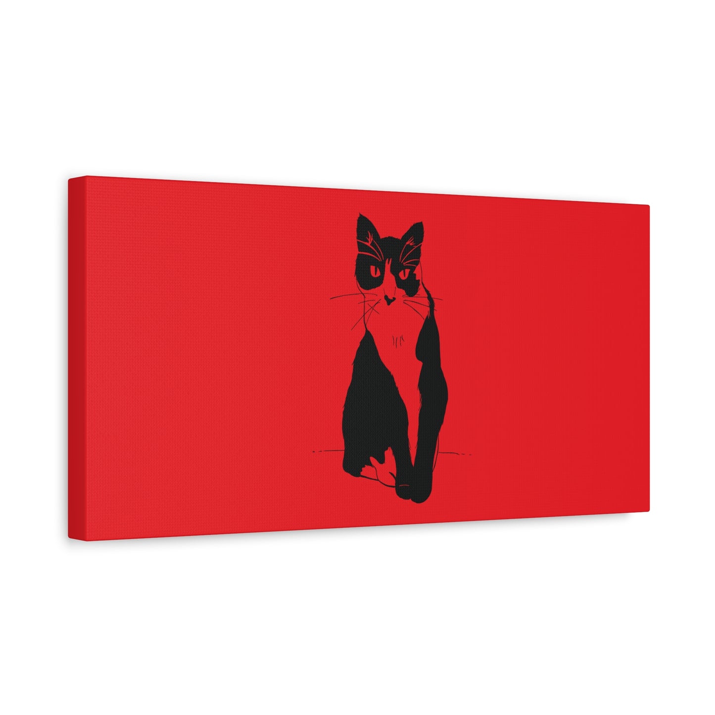 Cat Canvas Print on Red (Transparent Style Cat) - Cat Drawing Art