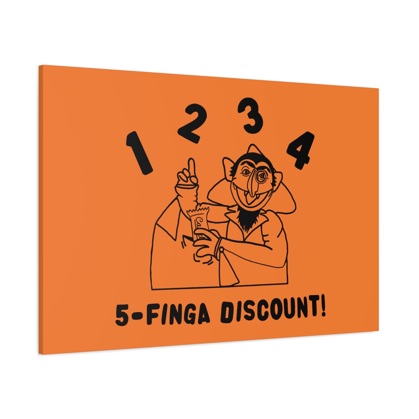 Five Finger Discount Outline Canvas Print Light Orange - Sesame Street The Count Parody Art Print