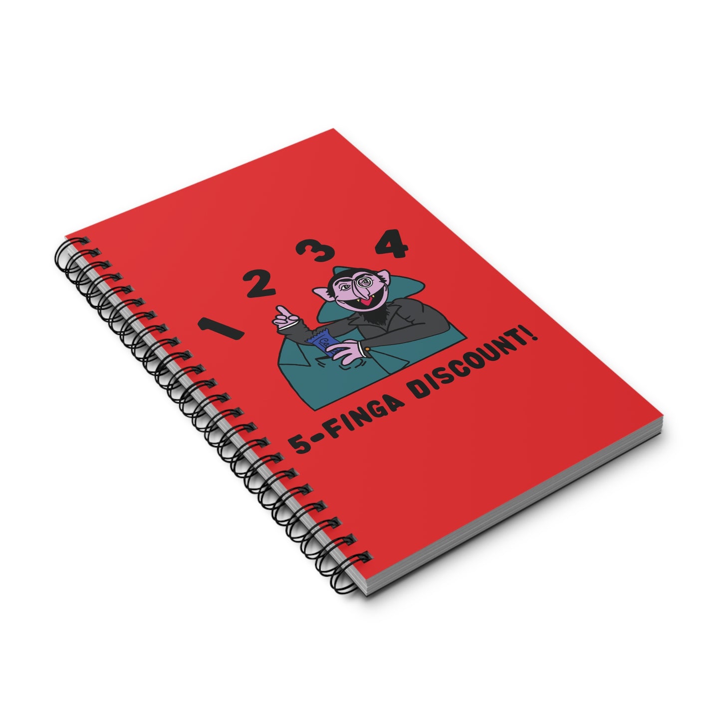Five Finger Discount Notebook Red - Sesame Street The Count Parody Spiral Notebook