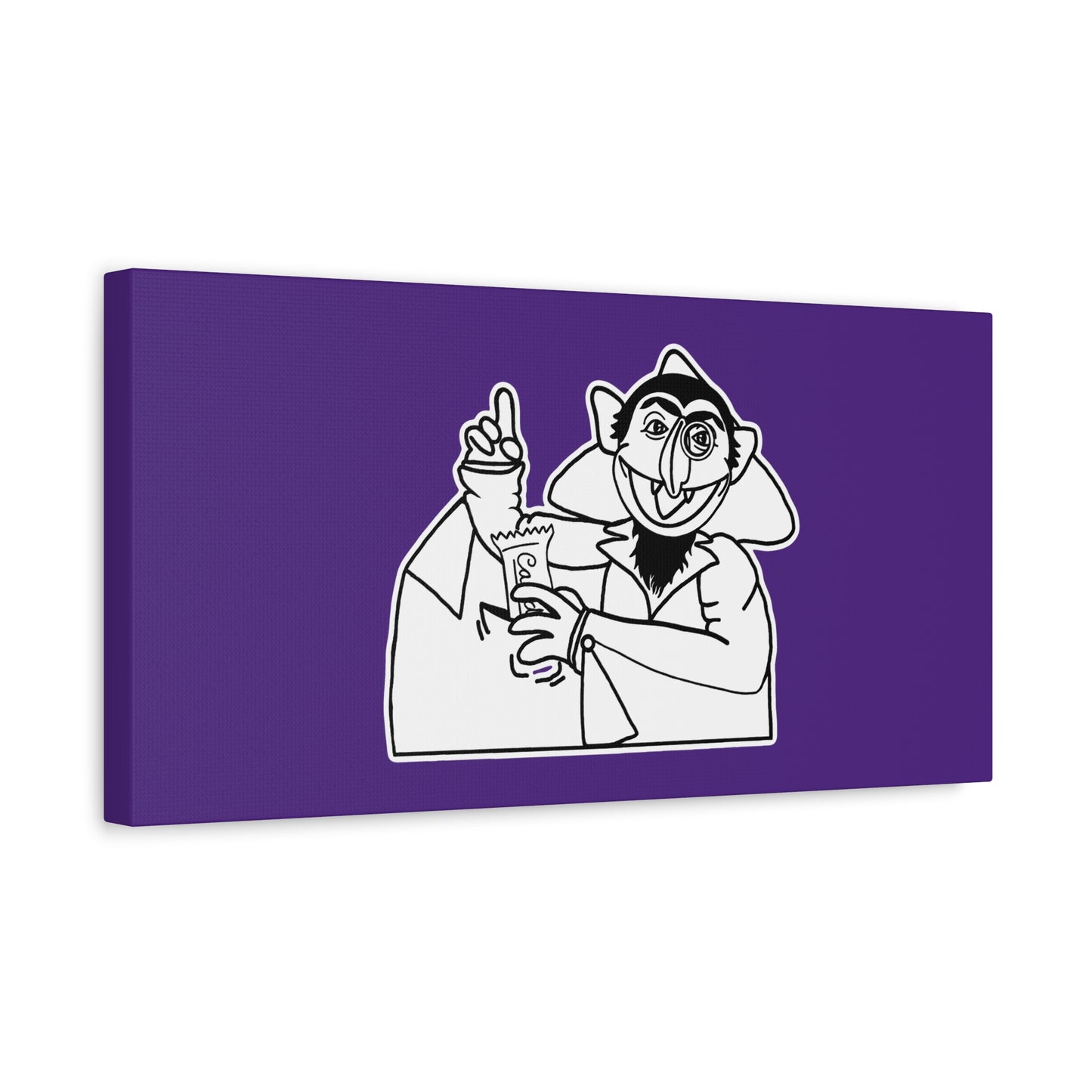 The Count Stealing Candy Outline Canvas Print Purple - Sesame Street The Count Parody Art
