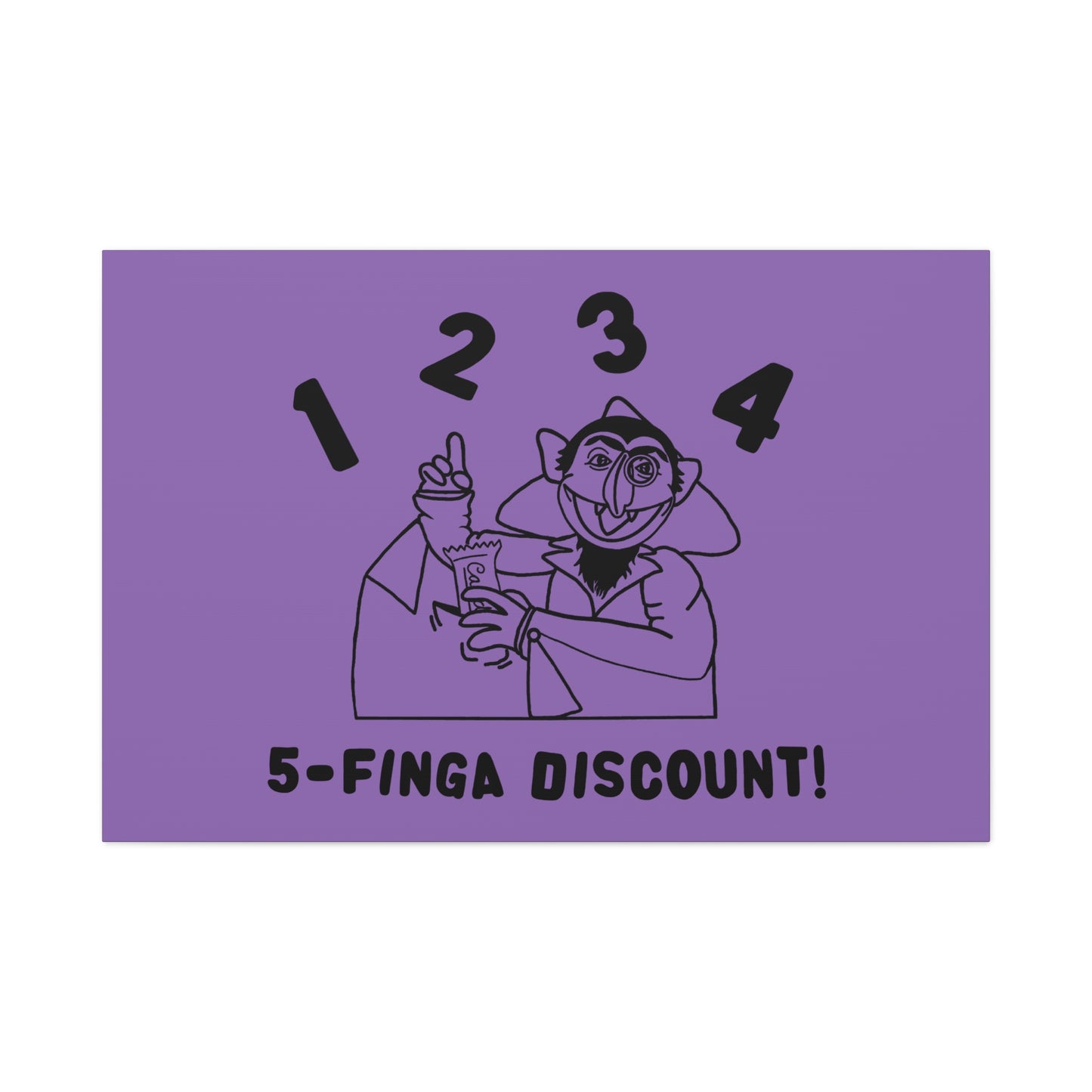 Five Finger Discount Outline Canvas Print Light Purple - Sesame Street The Count Parody Art Print