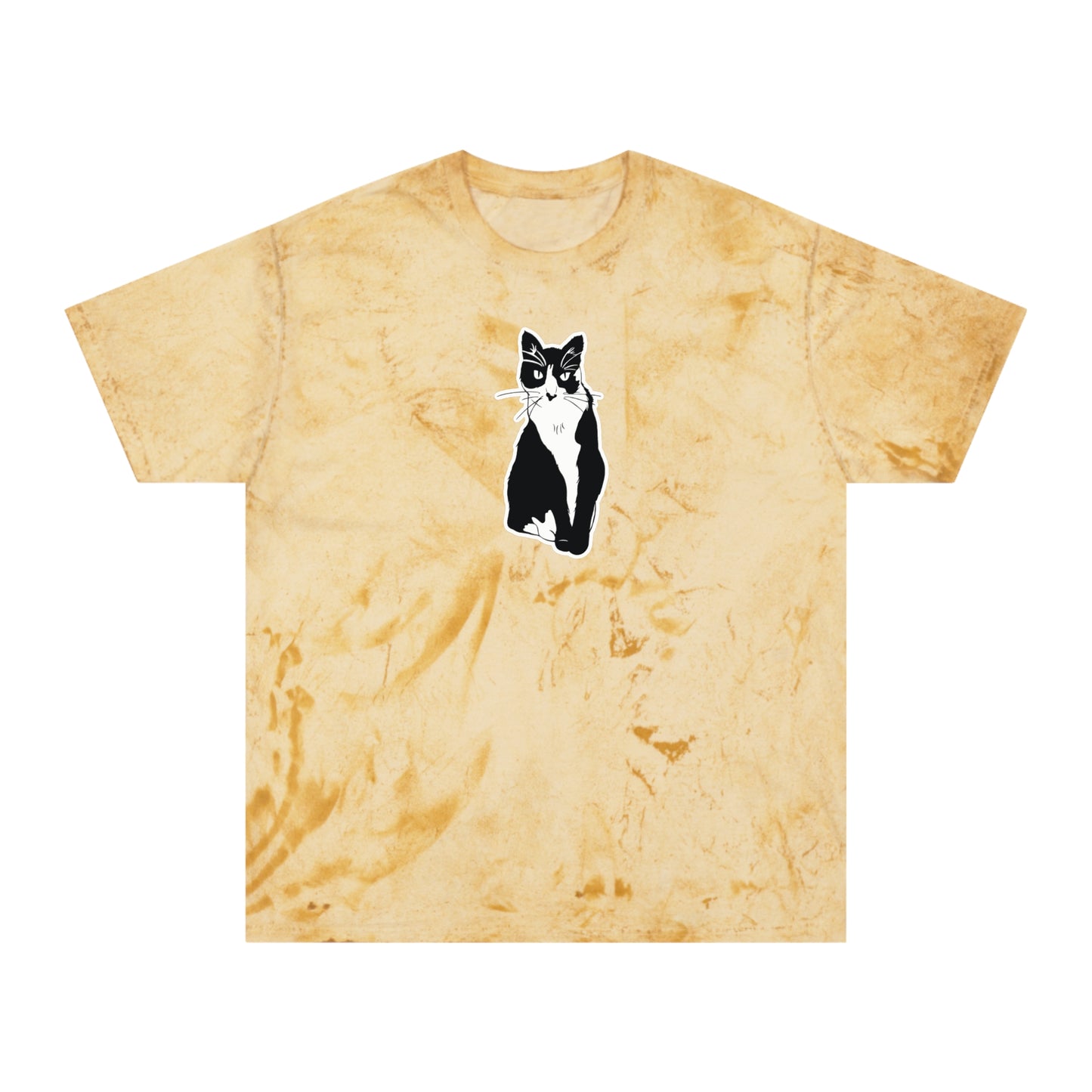 Cat Color Blast Tee (Sticker Style Cat) - Cat Drawing Shirt