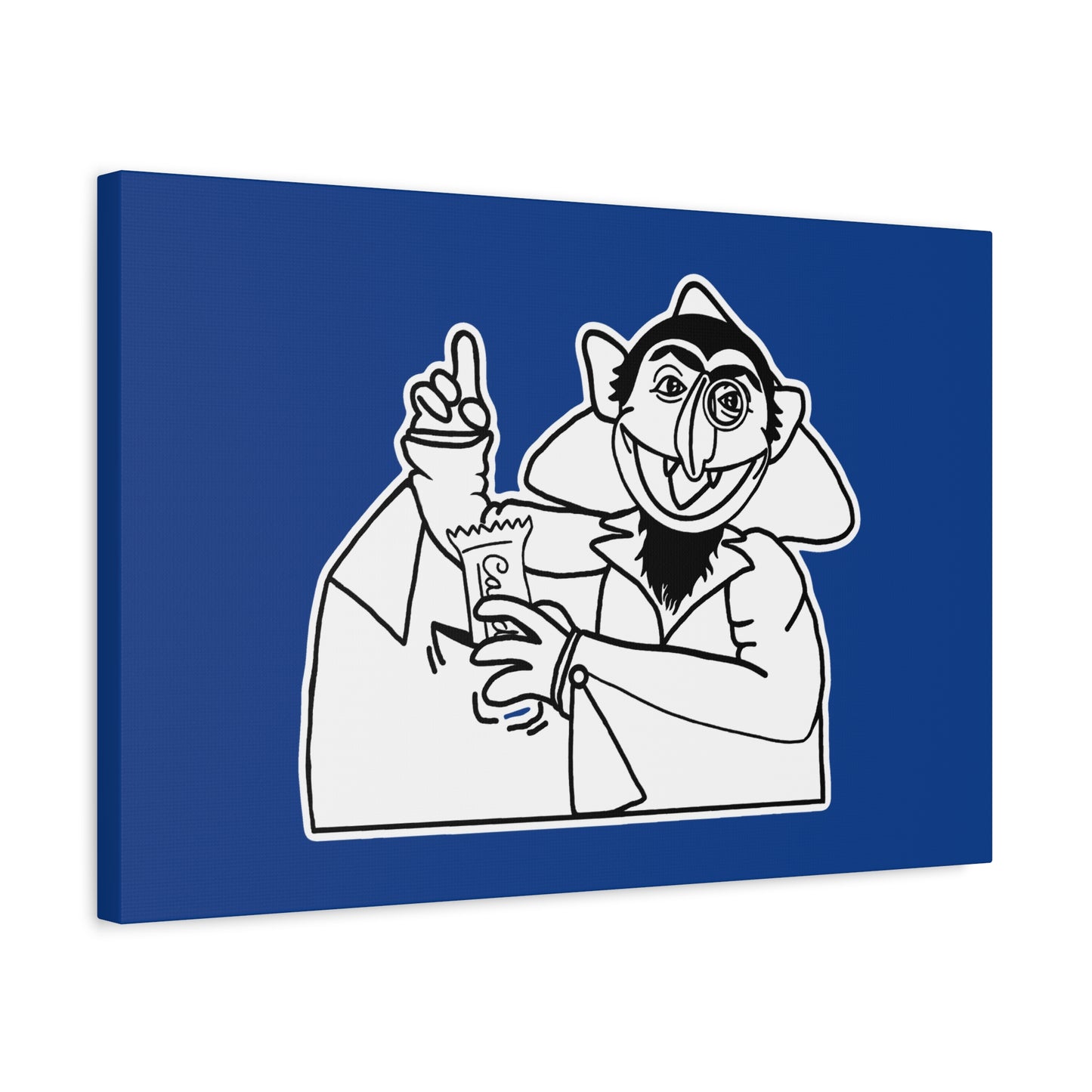 The Count Stealing Candy Outline Canvas Print Dark Blue - Sesame Street The Count Parody Art