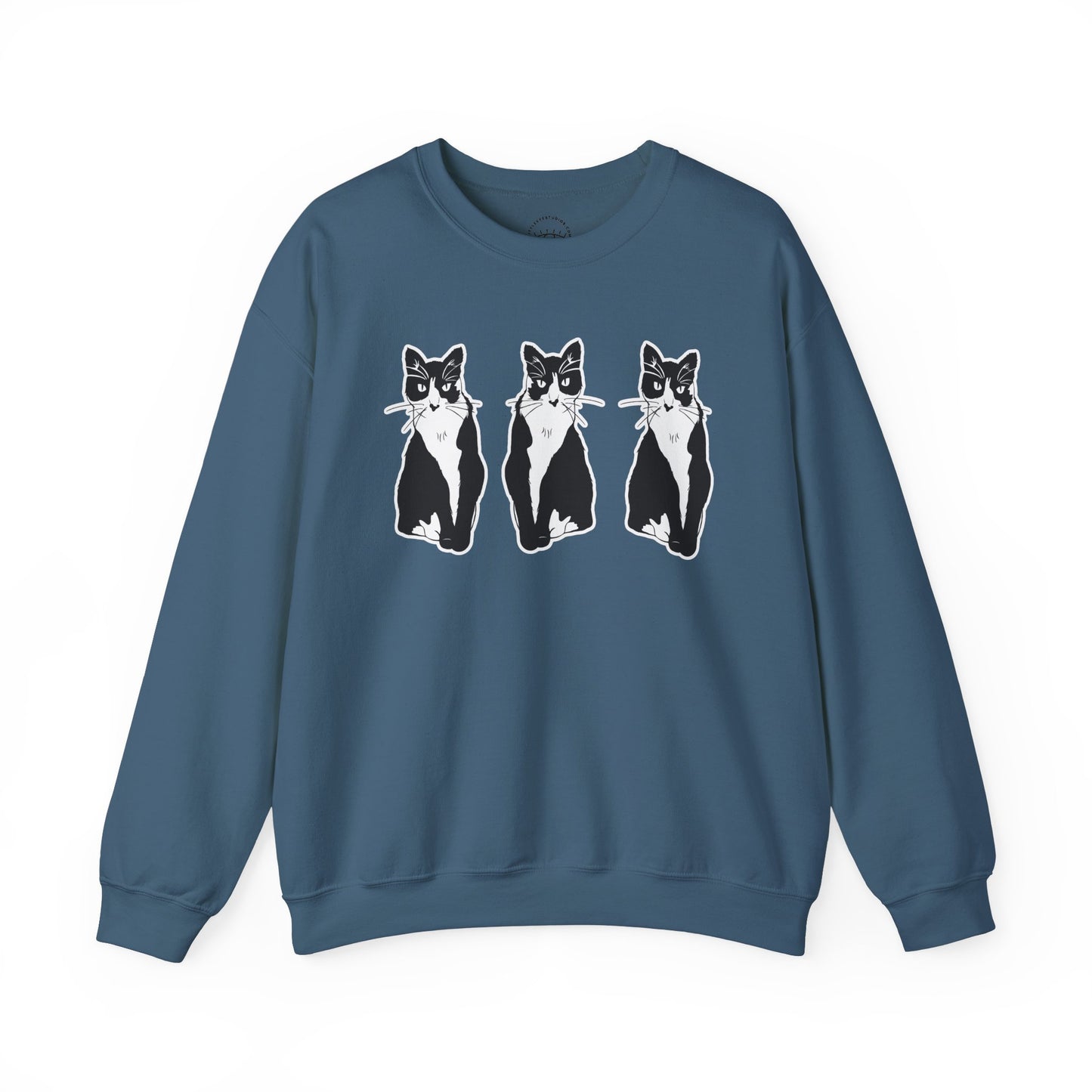 Cat x3 Sweatshirt (Sticker Style Cat) - Cat Drawing Sweatshirt