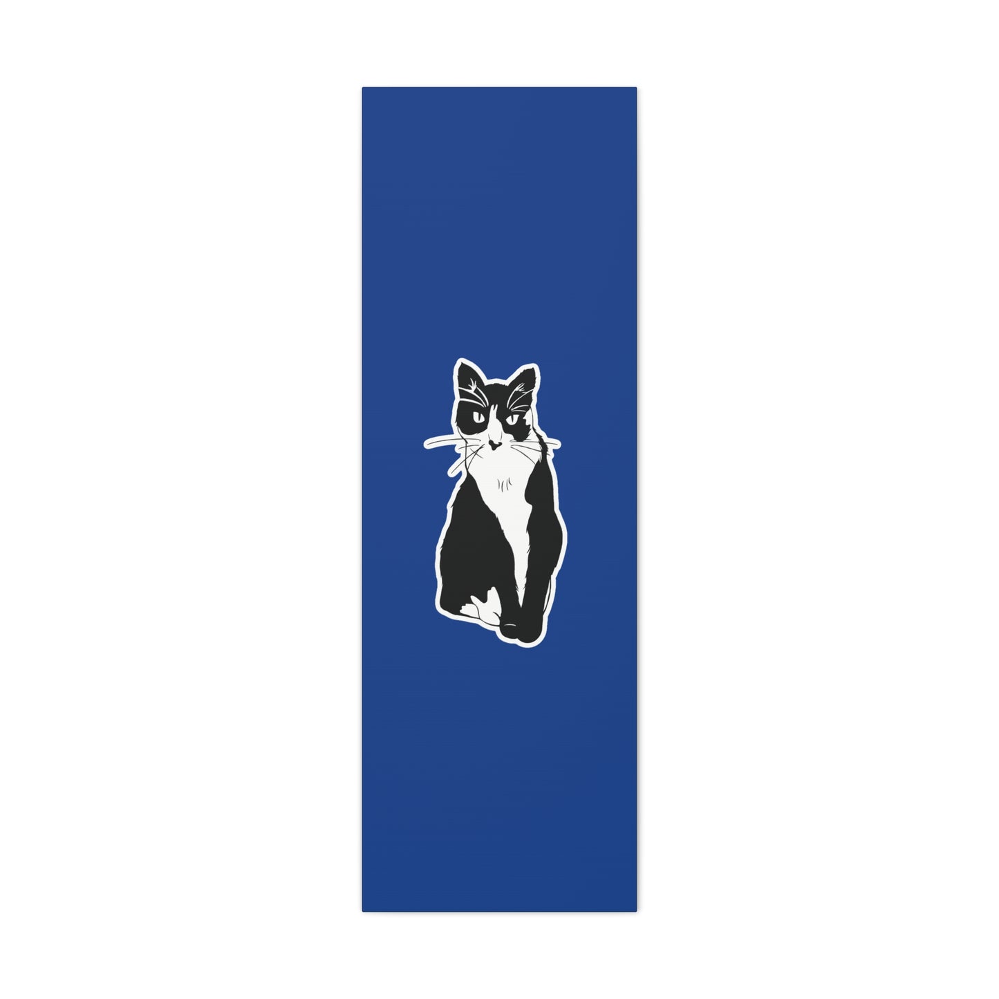 Cat Canvas Print on Dark Blue (Sticker Style Cat) - Cat Drawing Art