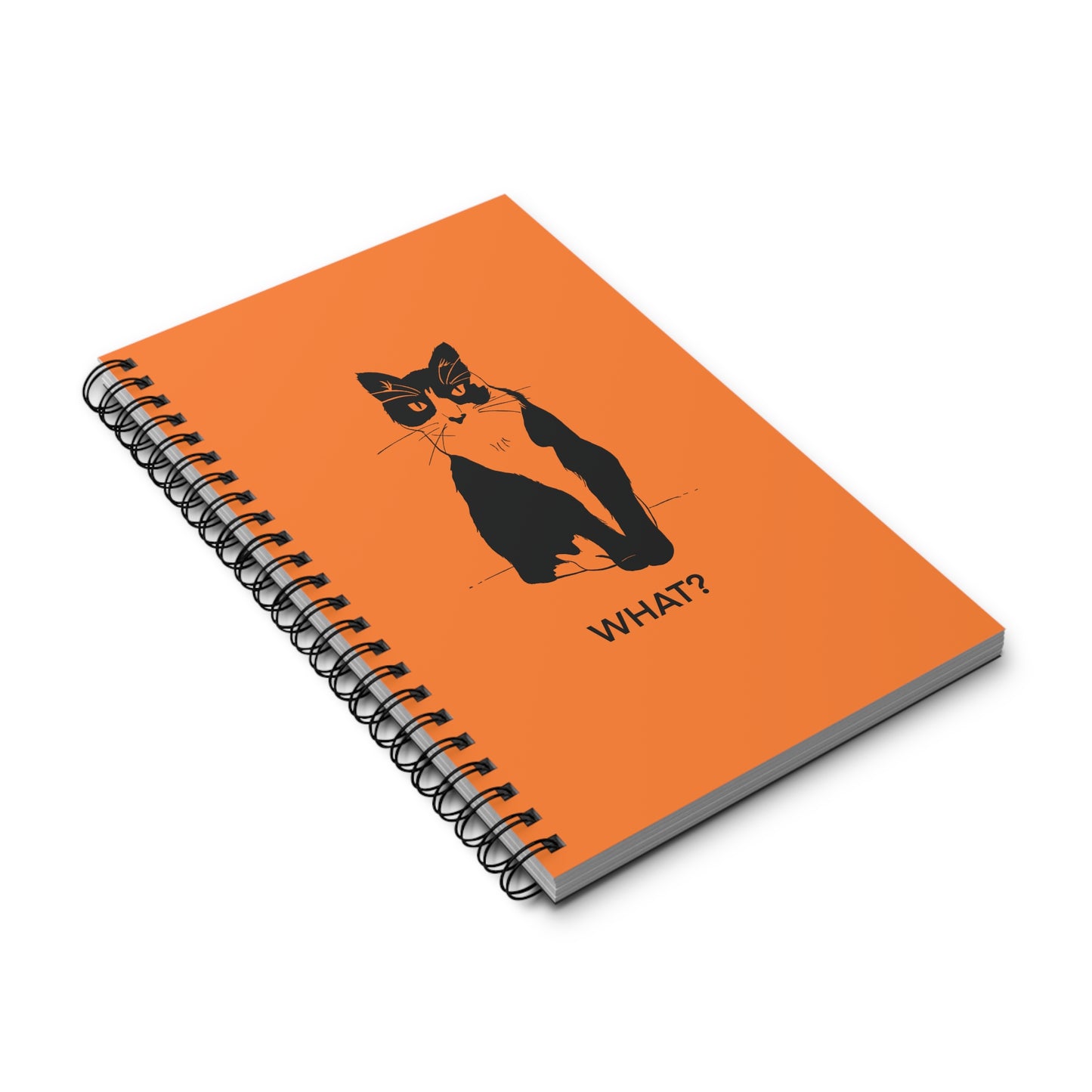 Cattitude Notebook in Light Orange (Transparent Style Cat) - Cat Spiral Notebook