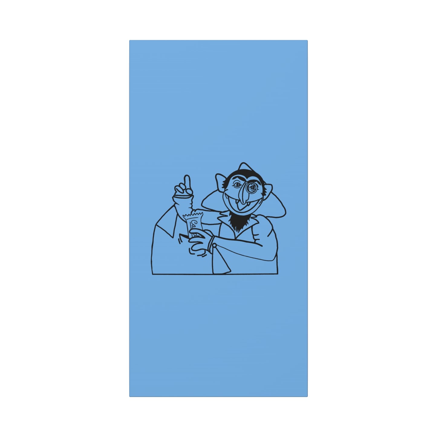 The Count Stealing Candy Outline Canvas Print Light Blue - Sesame Street The Count Parody Art