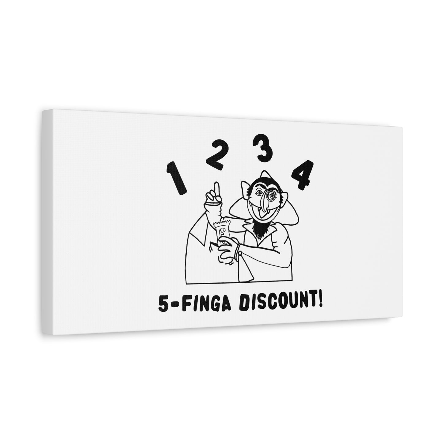 Five Finger Discount Outline Canvas Print White - Sesame Street The Count Parody Art Print