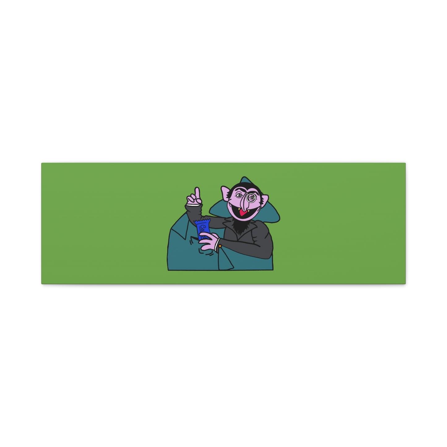 The Count Stealing Candy Canvas Print Green - Sesame Street The Count Parody Art