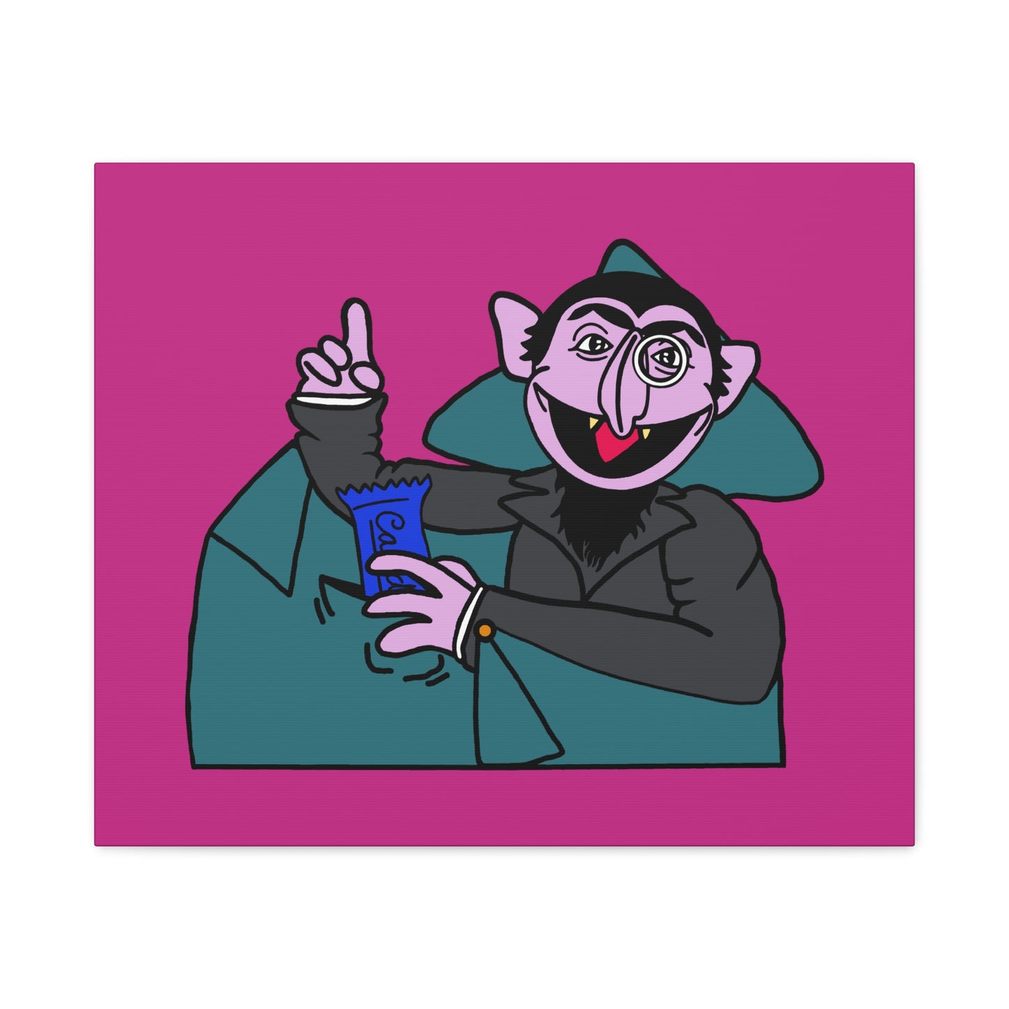 The Count Stealing Candy Canvas Print Pink - Sesame Street The Count Parody Art