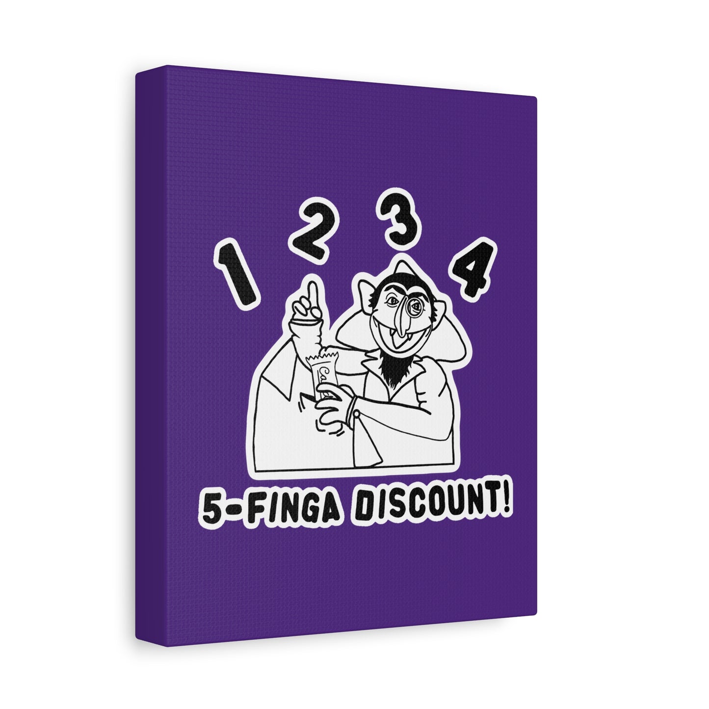Five Finger Discount Outline Canvas Print Purple - Sesame Street The Count Parody Art Print